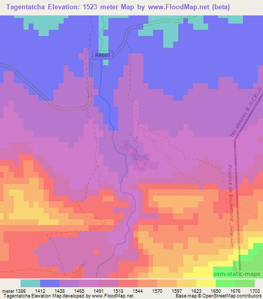 Tagentatcha,Morocco Elevation Map