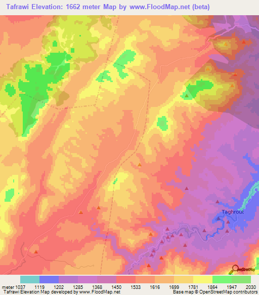 Tafrawi,Morocco Elevation Map