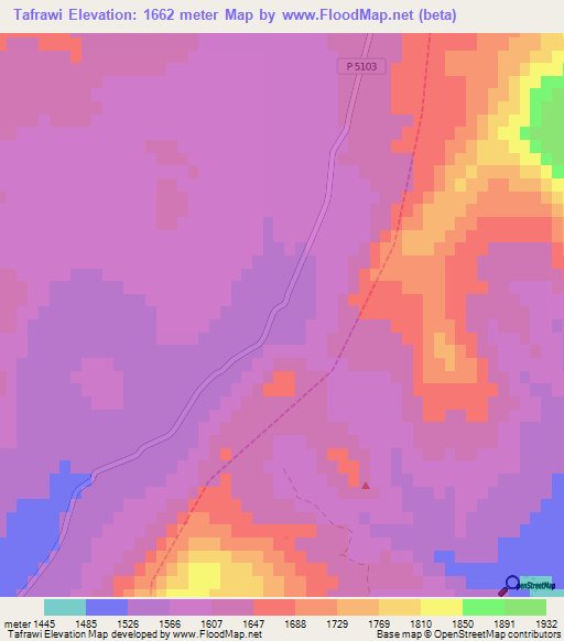 Tafrawi,Morocco Elevation Map