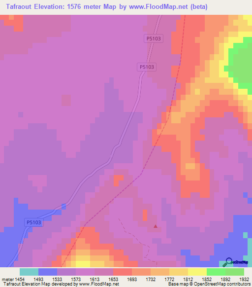 Tafraout,Morocco Elevation Map