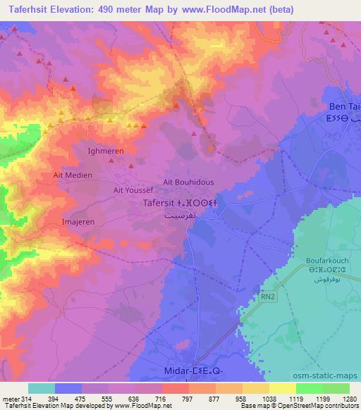 Taferhsit,Morocco Elevation Map