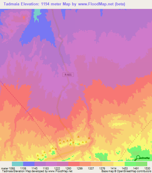 Tadmaia,Morocco Elevation Map