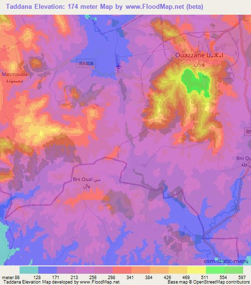 Taddana,Morocco Elevation Map