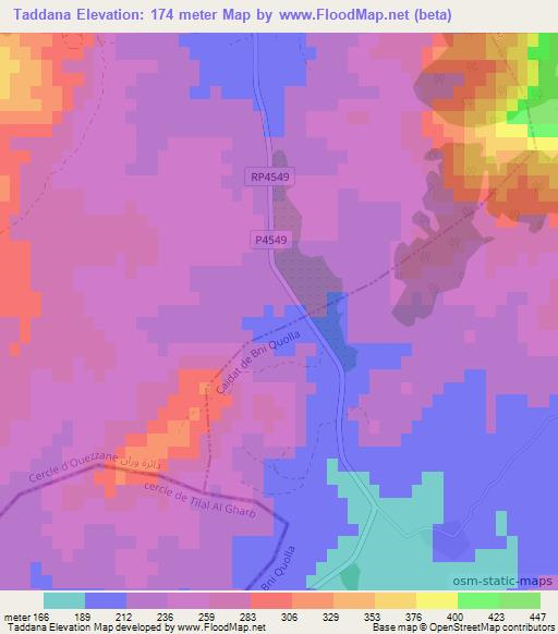 Taddana,Morocco Elevation Map