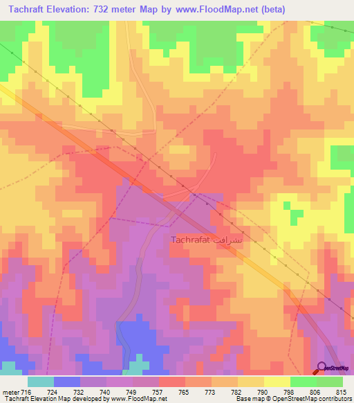 Tachraft,Morocco Elevation Map