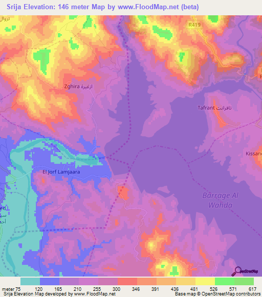 Srija,Morocco Elevation Map