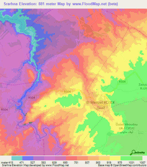 Srarhna,Morocco Elevation Map