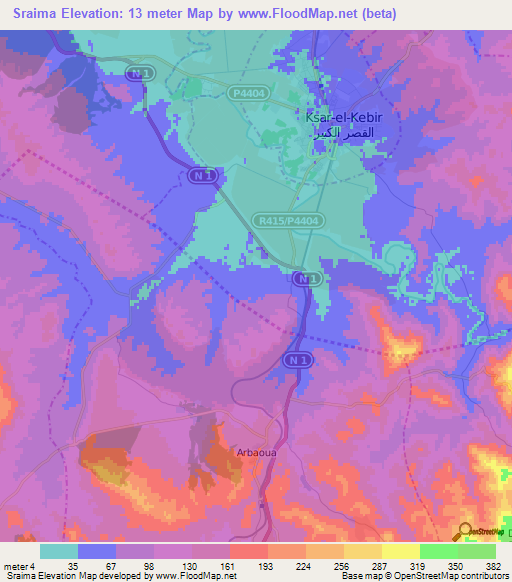 Sraima,Morocco Elevation Map