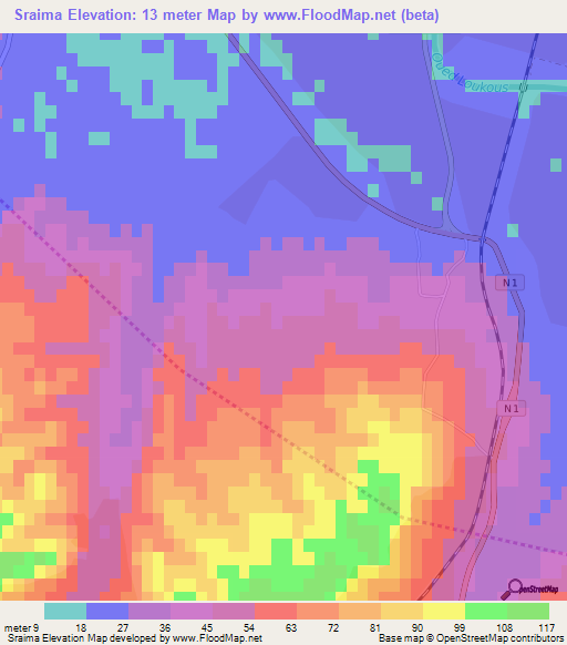 Sraima,Morocco Elevation Map