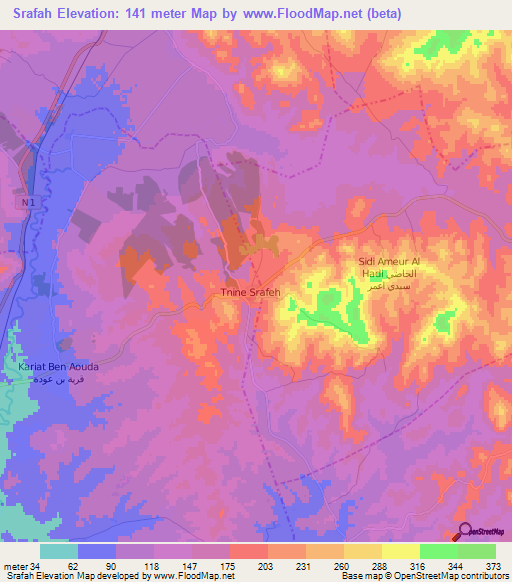 Srafah,Morocco Elevation Map