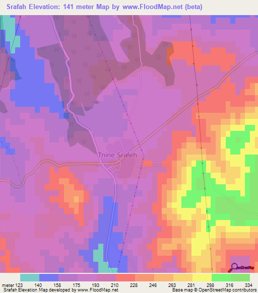 Srafah,Morocco Elevation Map