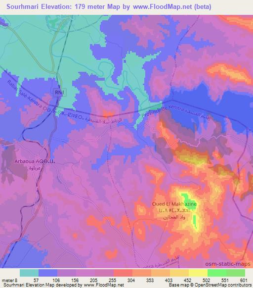 Sourhmari,Morocco Elevation Map