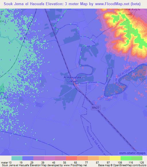 Souk Jema el Haouafa,Morocco Elevation Map
