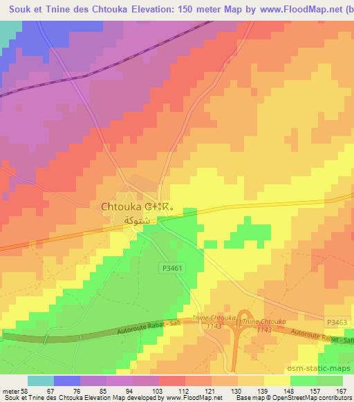 Souk et Tnine des Chtouka,Morocco Elevation Map