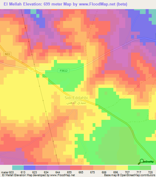 El Mellah,Morocco Elevation Map