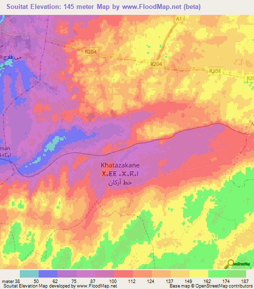 Souitat,Morocco Elevation Map