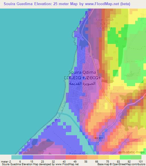 Souira Guedima,Morocco Elevation Map