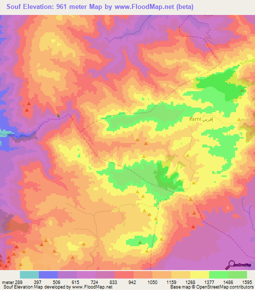 Souf,Morocco Elevation Map