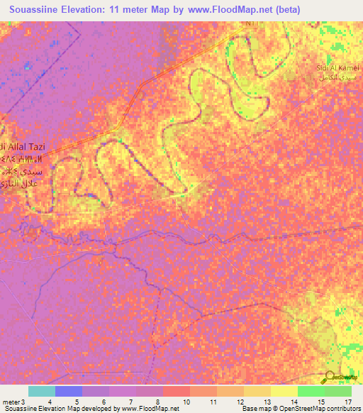 Souassiine,Morocco Elevation Map