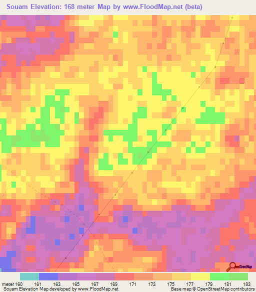 Souam,Morocco Elevation Map