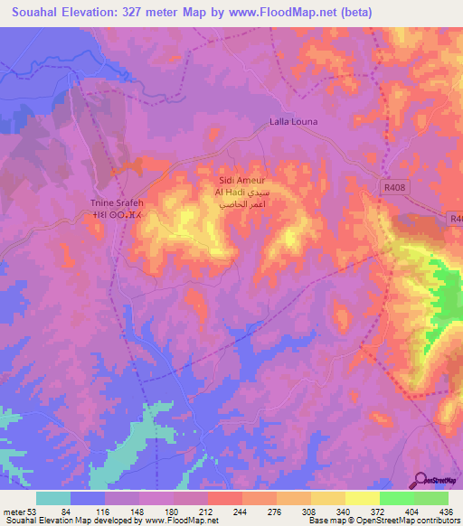 Souahal,Morocco Elevation Map