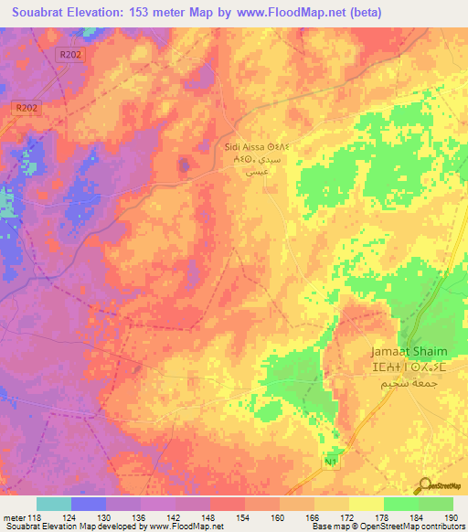 Souabrat,Morocco Elevation Map