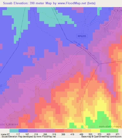 Souab,Morocco Elevation Map