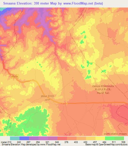 Smaana,Morocco Elevation Map