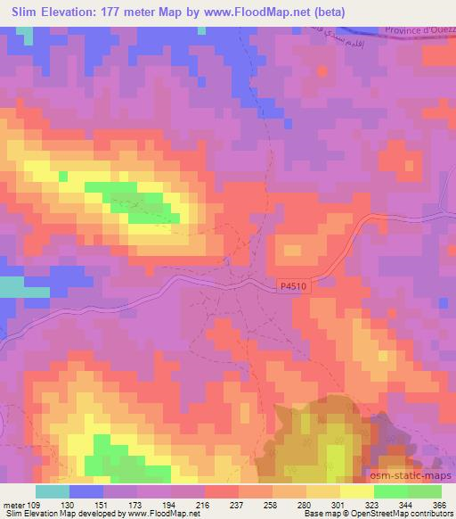 Slim,Morocco Elevation Map