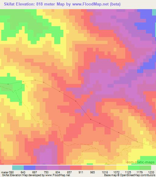 Skifat,Morocco Elevation Map