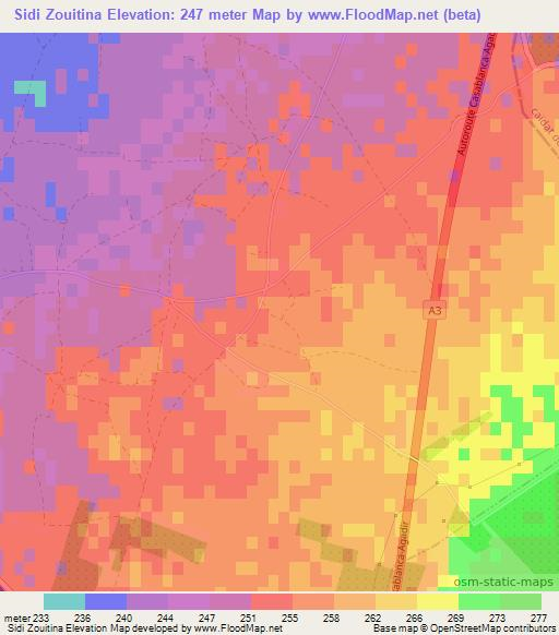 Sidi Zouitina,Morocco Elevation Map