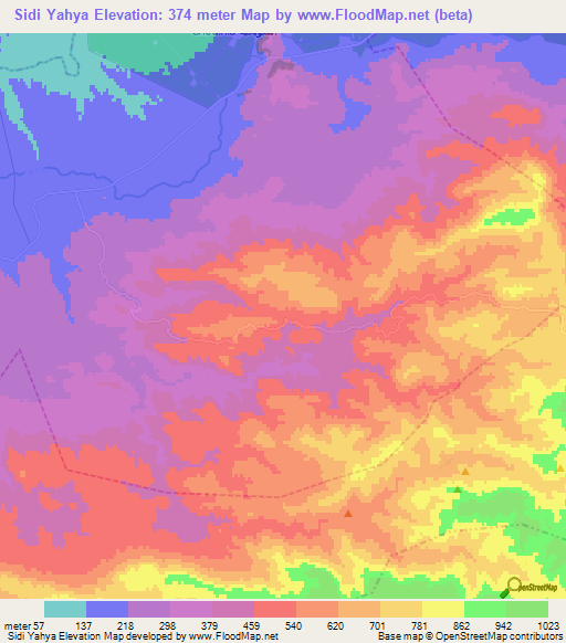 Sidi Yahya,Morocco Elevation Map