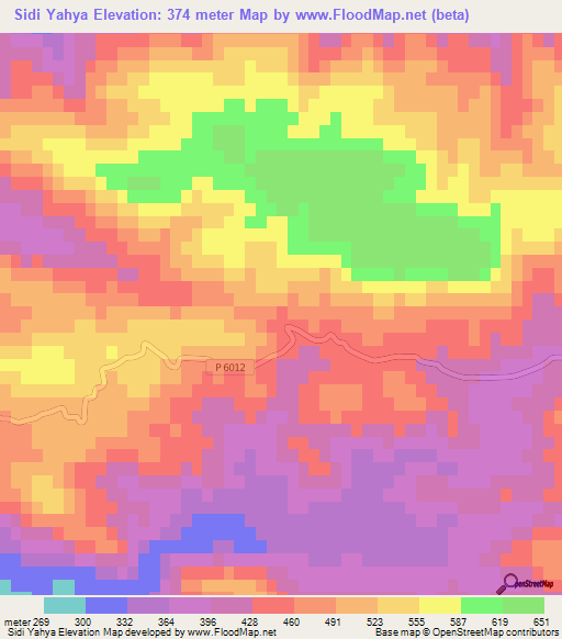 Sidi Yahya,Morocco Elevation Map