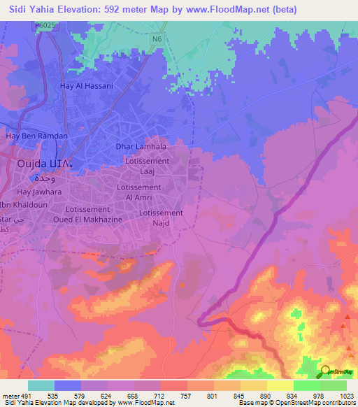 Sidi Yahia,Morocco Elevation Map