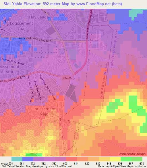Sidi Yahia,Morocco Elevation Map