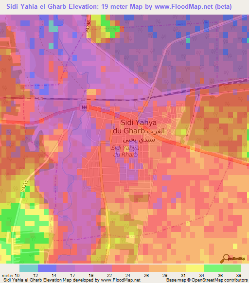 Sidi Yahia el Gharb,Morocco Elevation Map