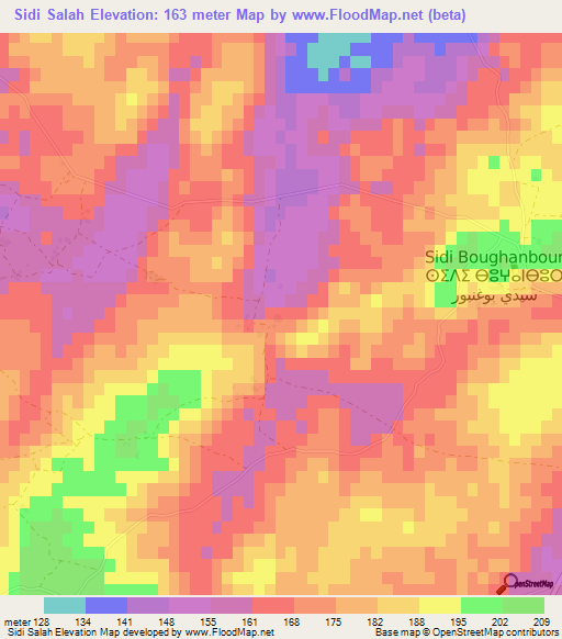 Sidi Salah,Morocco Elevation Map