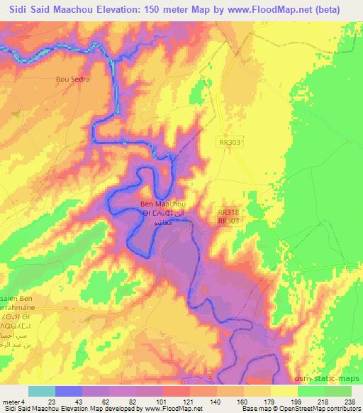 Sidi Said Maachou,Morocco Elevation Map