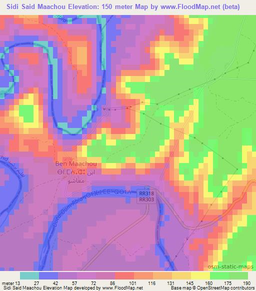 Sidi Said Maachou,Morocco Elevation Map