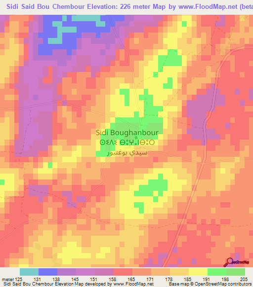 Sidi Said Bou Chembour,Morocco Elevation Map