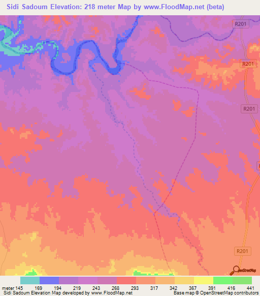 Sidi Sadoum,Morocco Elevation Map