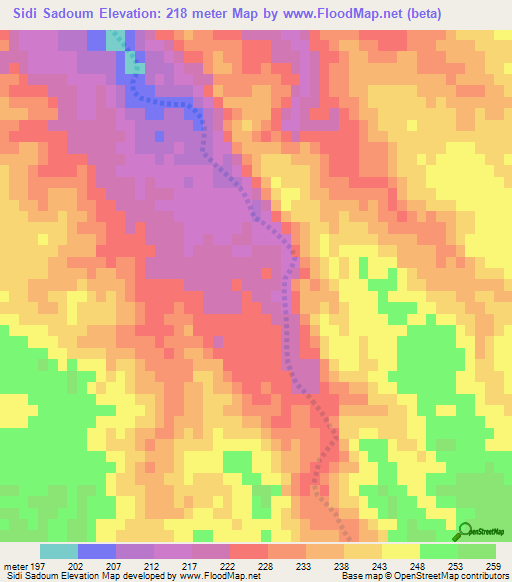 Sidi Sadoum,Morocco Elevation Map