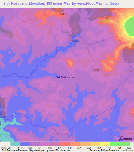 Sidi Redouane,Morocco Elevation Map