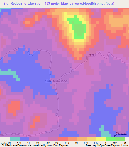 Sidi Redouane,Morocco Elevation Map