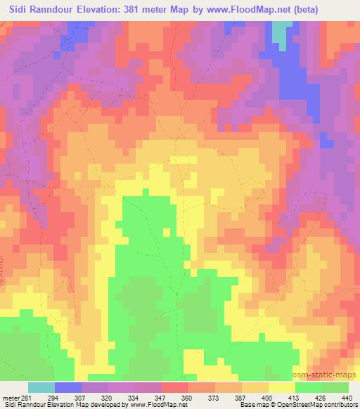 Sidi Ranndour,Morocco Elevation Map