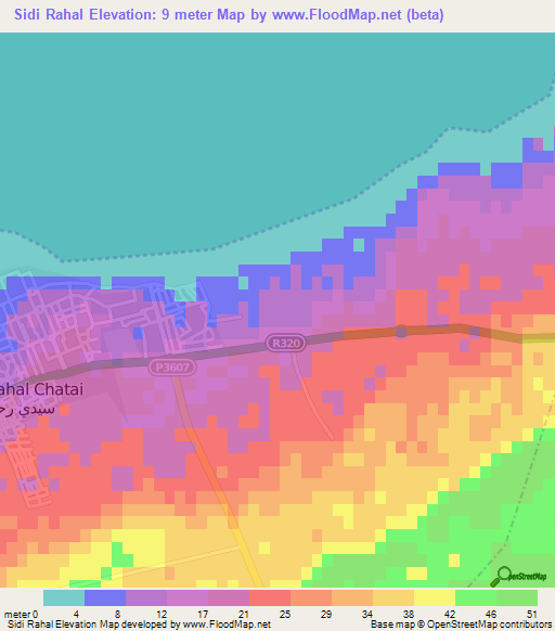 Sidi Rahal,Morocco Elevation Map