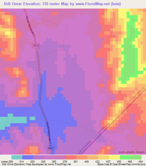 Sidi Omar,Morocco Elevation Map