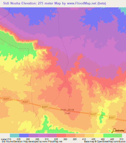 Sidi Nouha,Morocco Elevation Map