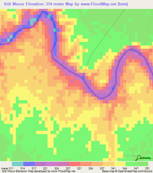 Sidi Msour,Morocco Elevation Map