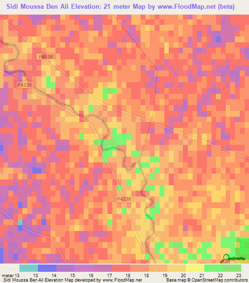 Sidi Moussa Ben Ali,Morocco Elevation Map